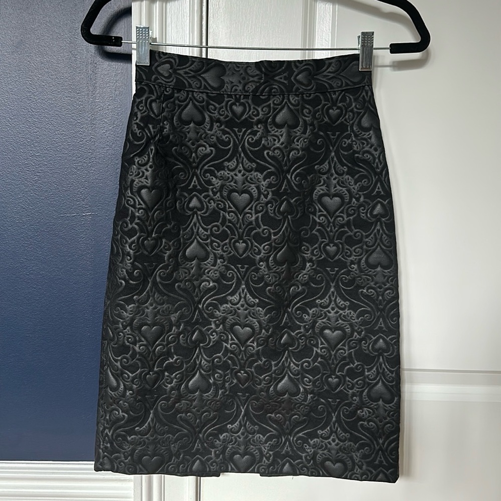 Mod Art embossed faux leather Ace of Hearts pencil skirt